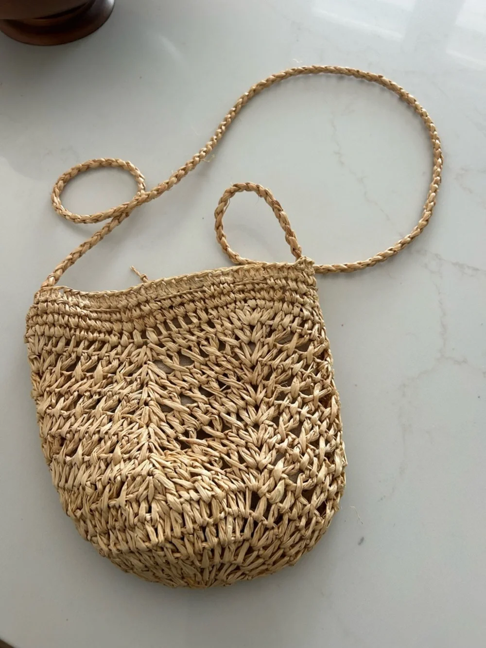 Hat Attack Woven Straw Crossbody Bag - Natural Beige - Picture 6 of 6